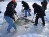 Ice dive 2007 - pushing ice under 2.JPG
